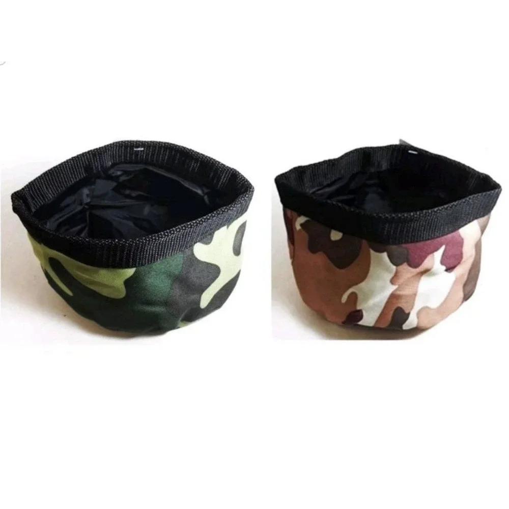 Large Collapsible Dog Bowls 34oz Travel Water Food Portable Foldable Canvas Camo